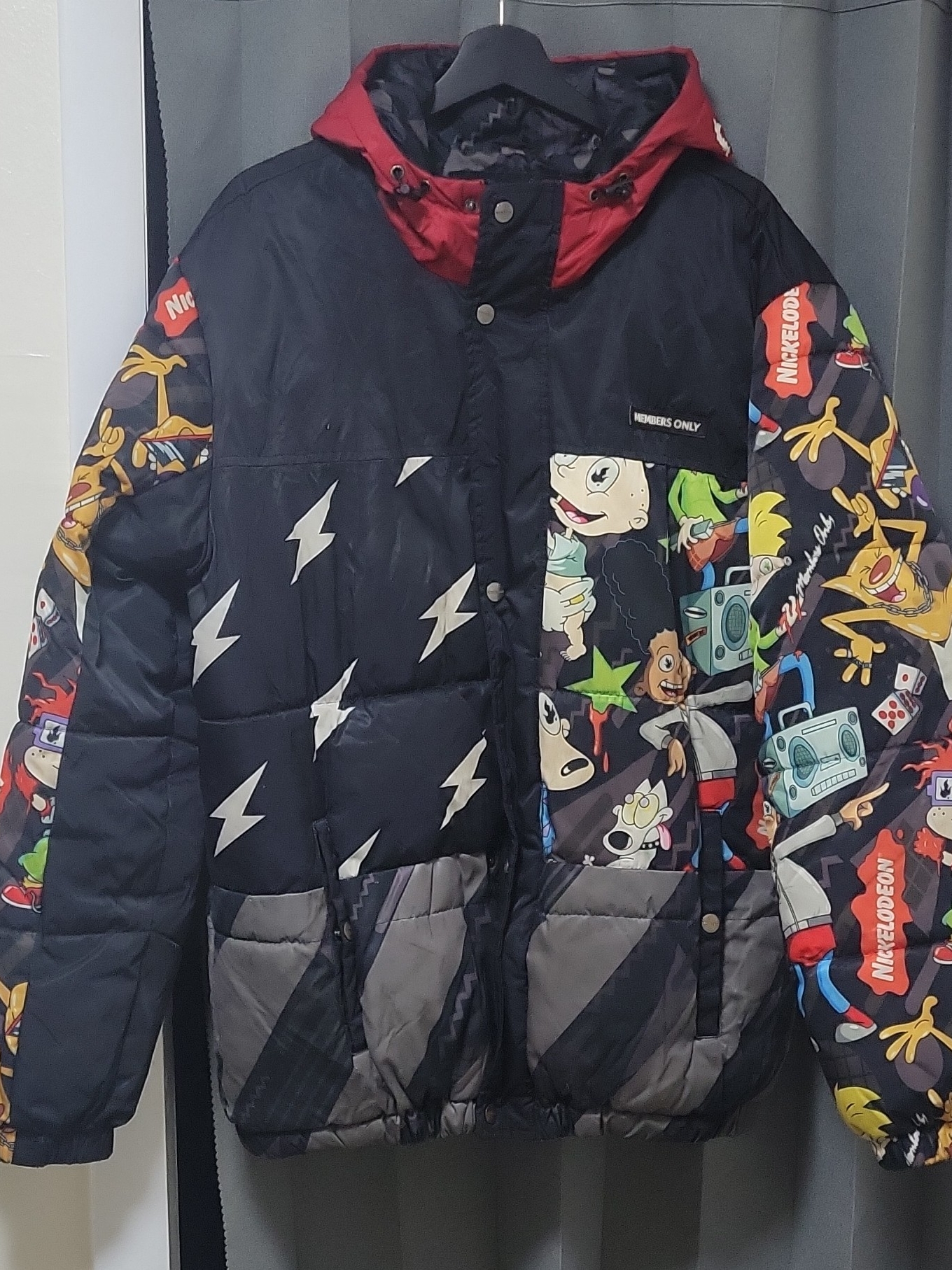 Members Only Kids Black & Red Cartoon-Print Puffer Jacket